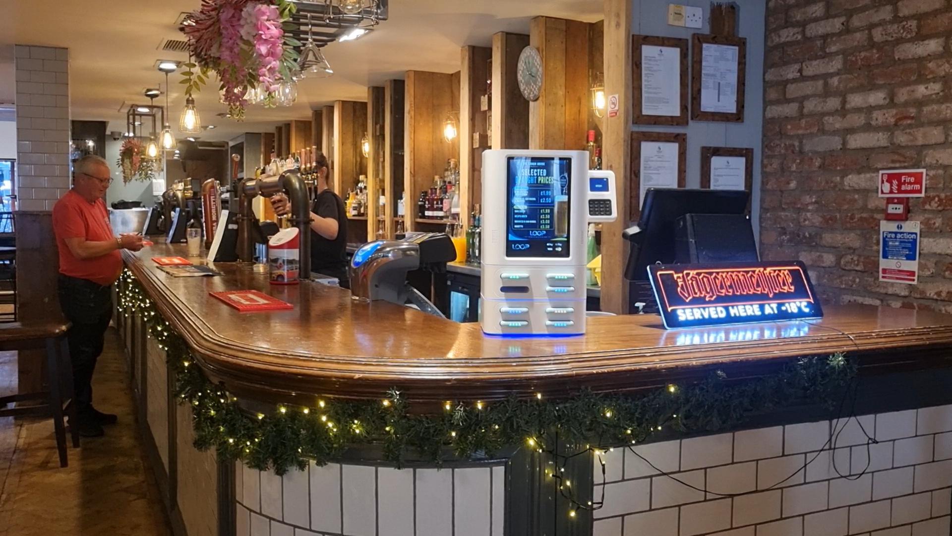 Loop charging station on the bar at a Swansea pub venue
