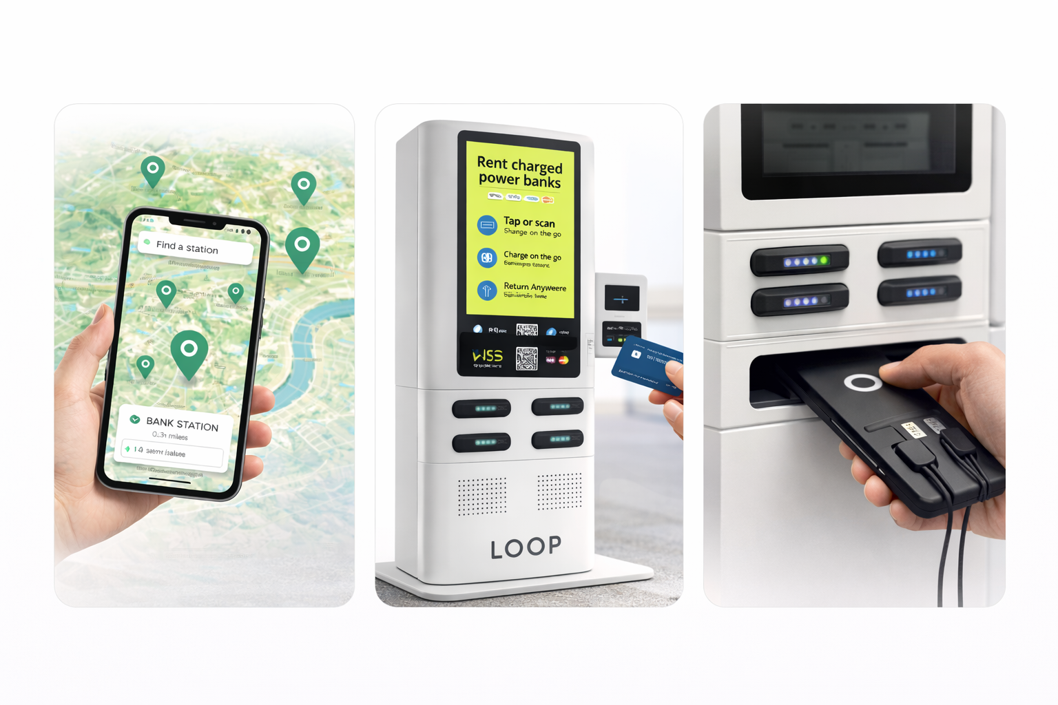 LOOP rental station with tap and scan screen